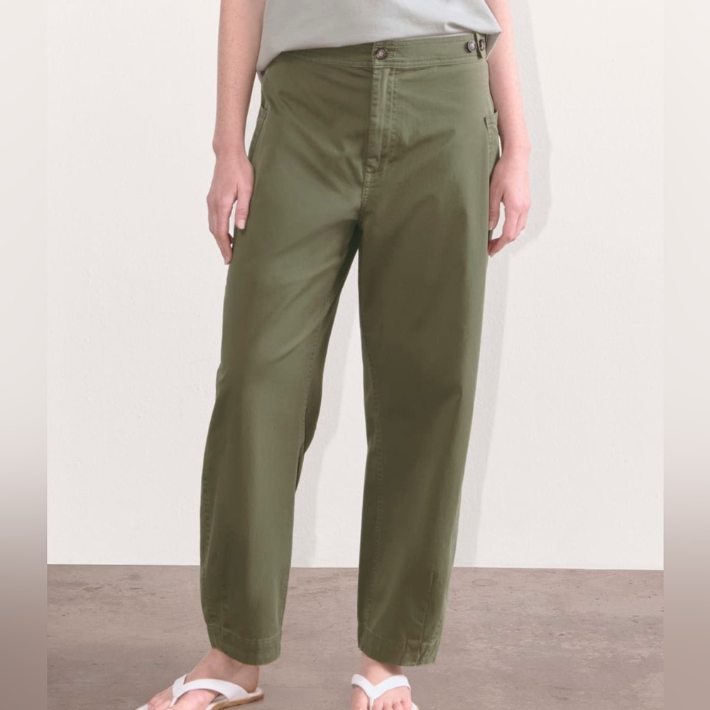 Everlane The Barrel Pant Kalamata Green Low Slung Wide Leg Relaxed Fit Chinos